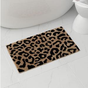 Cute Absorbent Bath Mat for Bathroom, Non Slip Soft Leopard Bath Rug, 20 x 31