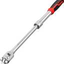 MAXPOWER Extendable Breaker Bar, Dual Head 1/2" & 3/8" Drive 360 Flex Head Cheater Bar, 5-Gear Extending Locking, Extendable Handle 13-3/8" to 18"