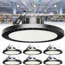 250W UFO LED High Bay Light, 37500LM Super Bright Industrial UFO High Bay LED Shop Lights & Garage Lights,6000K Shop Light IP65 Waterproof with US Plug, for Garage/Warehouse/Gym (6 Pack)