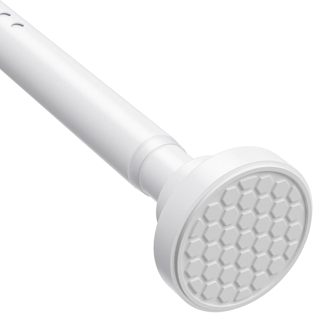 MEXAU White Tension Curtain Rod 40-148 Inch Long Tension Rod 1.26" Spring Tension Curtain Rod Adjustable Curtain Rods No Drilling Tension Shower Rod Curtain Tension Rod for Bathroom Windows Doorways