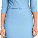 MUXXN Women's 1950s Vintage 3/4 Sleeve Elegant Collar Cocktail Evening Dress (Blue, M)