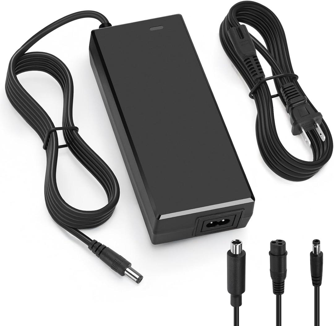 Hyleton UL Certified 54.6V2A Fast Electric Bicycle Charger, Suitable for 48V Lithium Battery Electric Scooter Charger, Three-in-one Plug, Compatible with DC2.5mm/2.1mm and 12mm 3-pin Plug/Video Head.