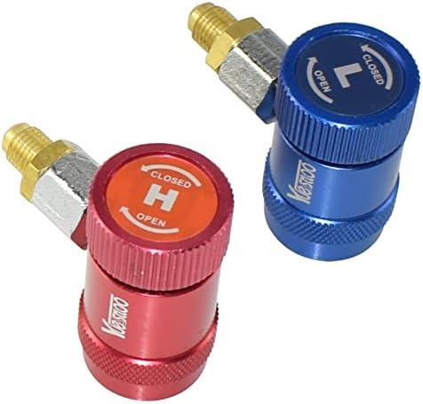 Yuesstloo R1234yf Quick Coupler, High & Low Pressure Couplers 2 Pack Set for Air Conditioning Evacuation Recharging, Adjustable R1234yf Quick Connect Adapters and AC Hose Fitting Connectors