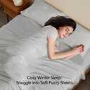 BEDELITE Flannel Sheets Queen Size Light Grey - Super Soft Fleece Sheets Set Fluffy Extra Plush, 4 Piece(Include Fitted Sheet, Flat Sheet, 2 Pillowcases)