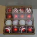 16PCS Christmas Ball Ornaments, 2.36 Inch Red and White Christmas Tree Ornaments with Glittering, Shatterproof Baubles for Christmas Tree Decorations, Wreaths, Garlands