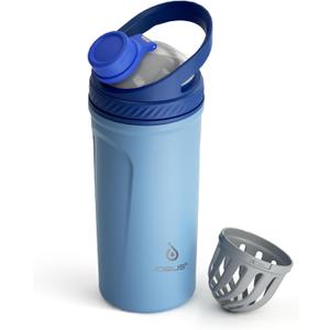 Ideus Protein Shaker Bottle 24oz(710ml) Insulated Stainless Steel Shaker Bottle with Silent Tritan Ball Portable Pre Workout Shaker Cups for Protein Shakes, Smoothies, Cocktails, Blue