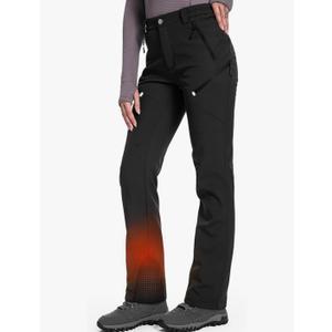 Moosehill Women's-Fleece-Lined-Hiking-Pants Snow-Ski-Water-Resistance-Softshell-Insulated for Winter , 16 Black