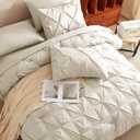 CozyLux Twin XL Comforter Set Beige, 5 Pieces Twin Extra Long Pintuck Bed in A Bag for College Dorm, All Season Bed Set Gift, Pinch Pleat Bedding Set with Comforter, Sheets, Pillowcase & Sham