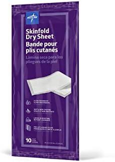Medline Skinfold Dry Sheet, Skin Moisture Management, Soft, Non-Chafing, Pre-Cut & Ready to Use, 6" x 14" (8 Count)