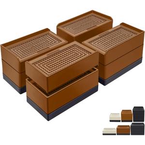 ANNKUT Furniture Risers 3 inch, Rectangle Adjustable Risers Blocks for Bed Sofa Table and Couch Lift to 1.5 or 3 inch，Heavy Duty Support Up to 1,300 Lbs (4 Pack-Brown)