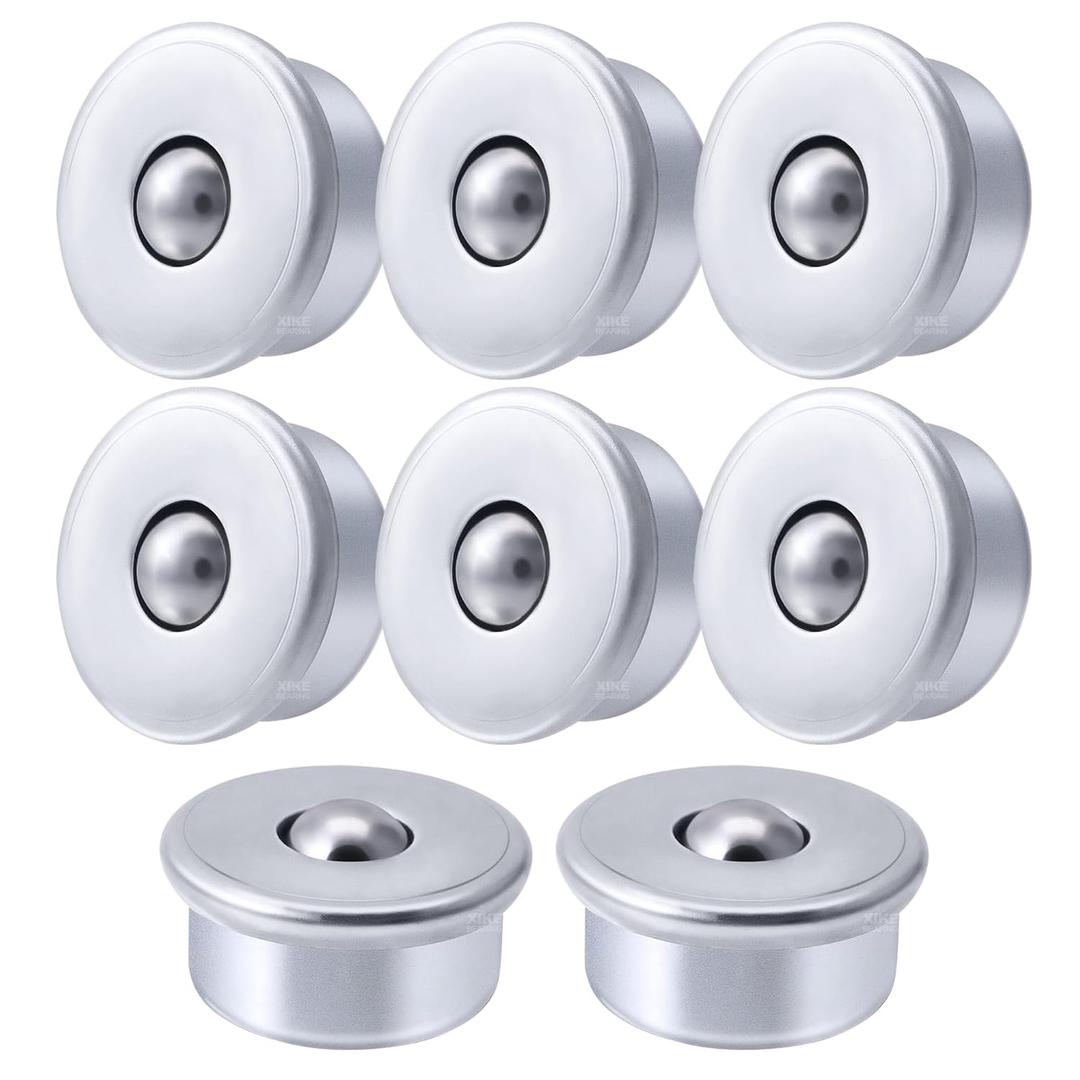 XiKe 8 Pack 1/2" Roller Ball Transfer Bearings, Used for Roller Stand, Transfer Equipment and Transmission System CY-12H Type, 33 Pounds Load 1/2" Ball Diameter