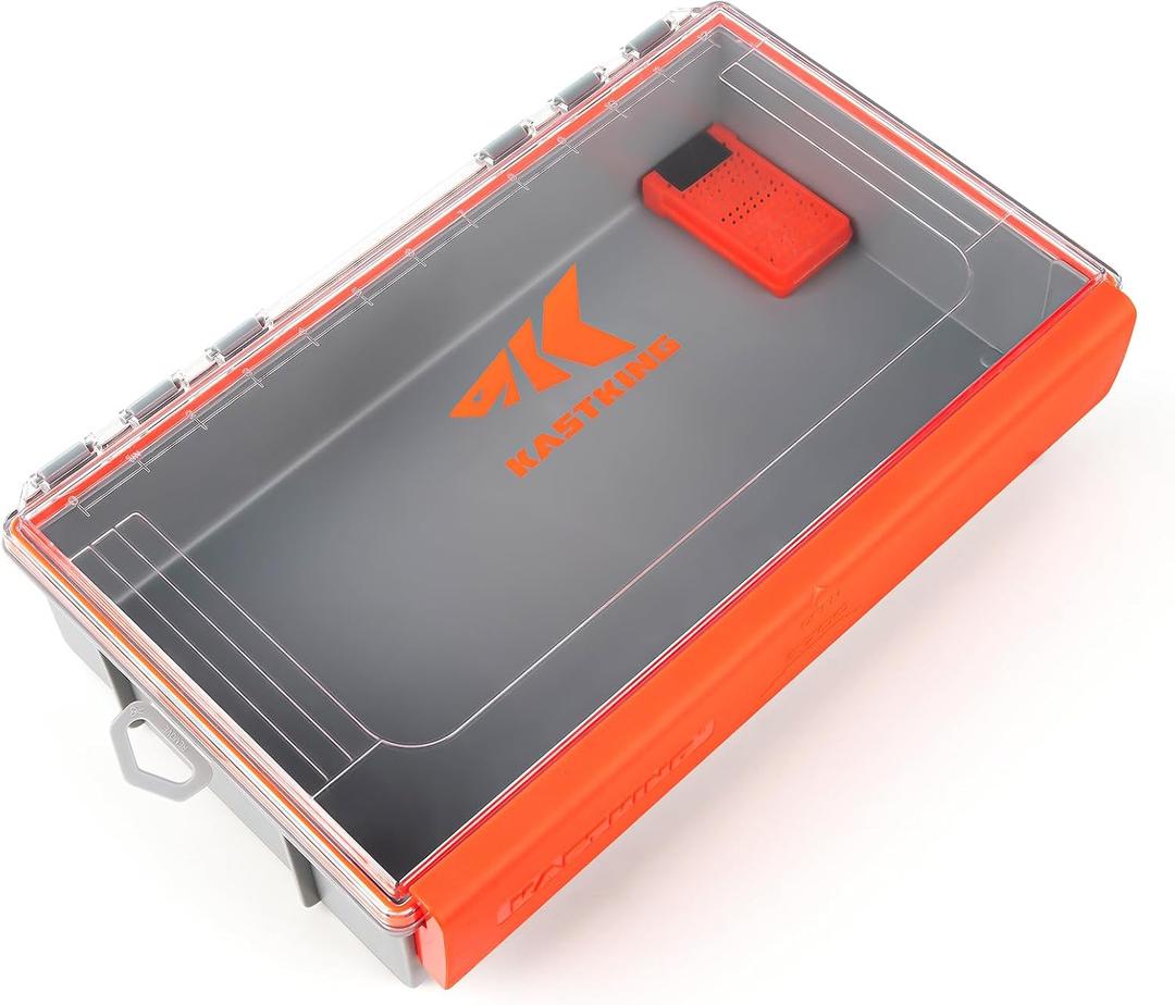 KastKing HyperSeal Waterproof Tackle Box, 3700 Deep Tackle Trays, Fishing Tackle Box Organizer With Exterior Stickers, Fishing Gear & Fishing Accessories Storage