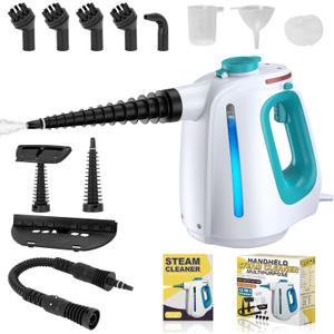 Steam Cleaner,Steamer for Cleaning,Steam Cleaner for Home,Cleaning With Lockable Steam Button and 12pcs Accessories,at Any Time Unlimited Water Addition, Use On Grout Cleaners, Tiles, Floors (Green)