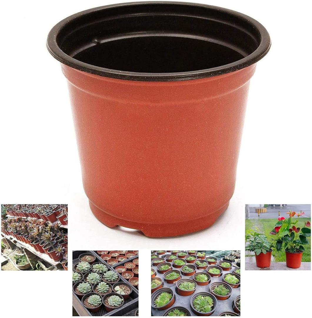 Oubest Plastic Plant Nursery Pots 6" 100 pcs Reusable for Seed Starting Seedlings Cuttings Transplanting Flower Plant Pots