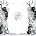 SINBEE Balloon Arch Stand, Balloon Arch Kit of 2, 7 Feet Height Adjustable Metal Balloon Column Stand for Party Decorations Wedding Birthday, Graduation Party Decoration, Baby Shower, Silver