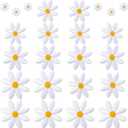 PAGOW 24 Pcs Flower Iron on Patches, Daisy Applique Patch for Clothes, Sew On Embroidered Floral Applique for Bags, Jeans, Shirts (White, 4 Sizes)