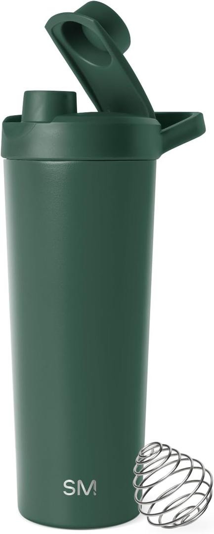 Simple Modern Stainless Steel Shaker Bottle with Ball 24oz | Metal Insulated Cup for Protein Mixes, Shakes and Pre Workout | Rally Collection | Forest