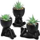 Der Rose 3 Pack Fake Plants Artificial Succulents Plants for Room Bathroom Home Office Desk Accessories Decor (Black)