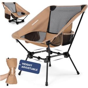 Folding Camping Chairs, Lightweight Backpacking Chair in Compact Design for Camp, Beach, Hiking, Outdoors, Khaki