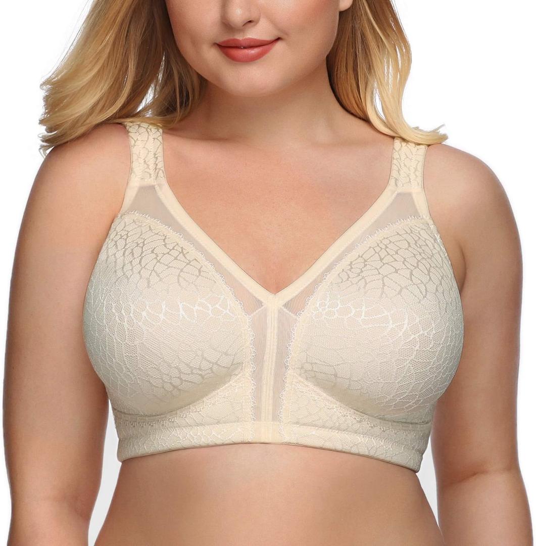 DotVol Women's Full Figure Minimizer Bras Comfort Large Busts Wirefree Non Padded Plus Size Bra, 36DD