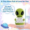 3 x Love Gifts for Him Her Boyfriend Girlfriend, Crochet Alien Valentine's Day Anniversary Birthday Gifts for Husband Wife, Funny Romantic Men Women Couple Gift, Positive Desk Decor