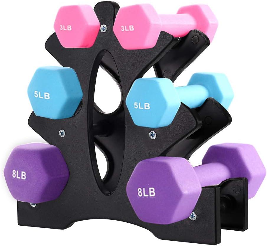 AUXSOUL 1 Pack Dumbbell Rack Stand, 3 Tier Dumbbell Bracket Free Hand Weight Tower Stand for Home Gym Organization, Holds 3/5/8 LB (Weights Not Included)
