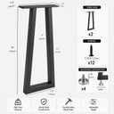 36Inch Metal Bar Table Legs, Heavy Duty Black Desk Legs, Set of 2