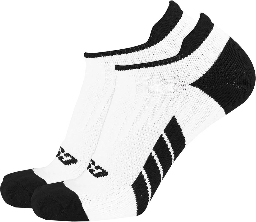 CSX Ankle Socks, Arch Support Compression, Men and Women Low Cut Fi (Small, Black on White)