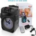 Pyle 8" Portable Bluetooth PA Speaker - 500W Rechargeable Indoor/Outdoor Karaoke Machine Sound System - Multi-Color LED Party Lights, Mic Input, FM Radio, MP3/USB & Remote Control (Black)
