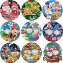 9 Pcs Diamond Art Coasters Kits for Adults with Holder, 5D DIY Gnomes Theme Diamond Pinting Coaster Gifts Acrylic Non Slip Coaster with Cork Pads for Tabletop Protection 10X10CM