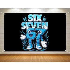 Funny 6 7 Meme Birthday Decoration Italian Brainrot Six Seven Photo Booth Backdrop Kids Meme 67 Decoration Background Banner Wall Decor (Italian Brainrot-1, 3.65.9ft)