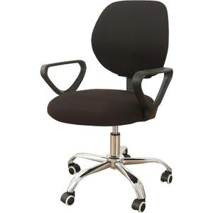 MIFXIN Computer Office Chair Cover Stretch Slipcover 2 Piece Soft Elastic Non-Slip Desk Chair Seat Covers Protector, Only Cover, NO Chair (Black)