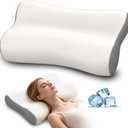 Polovo Cervical Neck Pillow - Ergonomic Side Sleeper Pillow for Neck Pain Relief, Contour Memory Foam Pillows for Deep Sleep, Orthopedic Cooling Pillow Bed Pillow for Side Back Stomach Sleepers, 25.2 Inches X 15 Inches