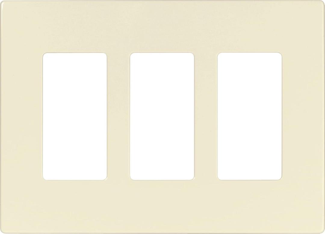 Eaton PJS263LA Decorator Screwless Wallplate, 3-Gang, Light Almond