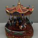 MOMENTS IN TIME Animated Rosies Carousel (Moving Carousel) 15.2H LED Lights 8 Classic Carols Christmas Music, Adapter Included Christmas Village Handcrafted Polyresin Moving Carouse