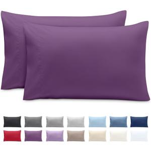 Bare Home Microfiber Pillow Cases - King 20x36 - Cooling Pillowcases - Double Brushed - Easy Care - Envelope Closure (King Pillowcase Set of 2, Plum)