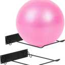 Yoga Ball Holder Set of 2, Industrial Exercise Ball Holder Wall Mount, Black Metal Wire Wall Mounted Ball Storage Rack, Organize Your Gyms Studios Home Gyms Space