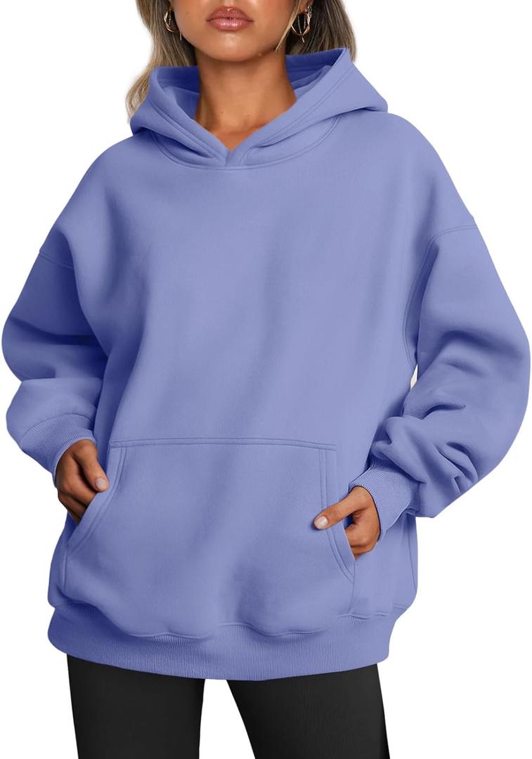 Trendy Queen Womens Oversized Hoodies Fleece Sweatshirts Sweaters Spring Outfits 2025 Pullover Fall Winter Clothes (Small, Blue Purple)