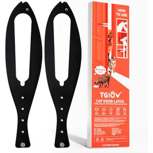 Cat Door Latch, 2 Pcs Cat Door Stopper Pet Door Latch to Keep Dog Out of Litter Box and Food, Door Prop for Cat with 5 Adjustable Size Strap 2.5-6" Wide, No Measuring, Easy to Install, Black