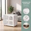 Plastic Dog Crate with Wheels, Single Door Indoor Outdoor Dog Kennel with Clear Acrylic Window, Ventilated, Easy Clean & Easy Assemble Pet Cage for Small/Medium Dogs