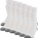 Gildan Men's Polyester Half Cushion Mid-Crew Socks, 12-pack (White)