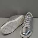 LUCKY STEP Glitter Shoes Sparkly Bling Shiny Bedazzled Lace up Fashion Sneakers for Women (10, Silver)