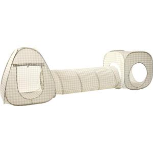 3 Sprouts Play Tent & Tunnel Set for Kids & Toddlers - 3-in-1 Pop Up Play Tent with Crawl Tunnel & Adventure Playhouse - Indoor Fun for Baby and Kids, for Boys & Girls - Gingham Beige