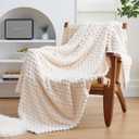 EXQ Home Fleece Throw Blanket for Couch or Bed - 3D Imitation Turtle Shell Jacquard Decorative Blankets - Cozy Soft Lightweight Fuzzy Flannel Blanket Suitable for All Seasons(50"×60",Beige)