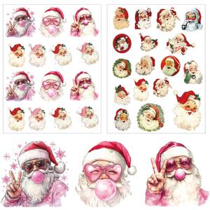 2 x Santa Stickers for Envelope Seals Cards Making Crafts, Santa Face Holiday Large Christmas Stickers for Gift Bags Label Card Baked Goods Presents Bag (santa155)