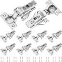 10 Pack 1/2'' Overlay Face Frame Soft Close Hidden Cabinet Hinges, 105 Degree 3D Adjustable Clip On Plate Concealed Kitchen Cupboard Door Hinges with Screws