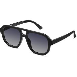 livho Trendy Polarized Square Aviator Sunglasses Women Men Square Eyewear Frame, Retro Sun Glasses for Women Men 2025 Shades Vibrant Black/Grey