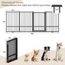 SNUOWU Full Metal Freestanding Dog Gate with Door, 32''Height Foldable Pet Dog Fence for Indoor & Outdoor, 4 Panels Extra Wide Free Standing TallDog Gates for Doorways,House,Stairs,Porch,Deck,Yard