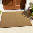OLANLY Front Door Mat, Low Profile Doormat, Stain and Fade Resistant, Easy to Clean, for Indoor and Outdoor Entrances, Patio Porch or Entryway, Brown (35x23 Inch, Plain Brown)