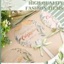 Roowest 50 Pcs Wedding Hand Fans for Guest Plastic Transparent Leaf Handheld Wedding Fans Bulk with Ribbon Thank You for Celebrating with Us Greenery Hand Fan with Handle for Baby Shower Bridal Shower